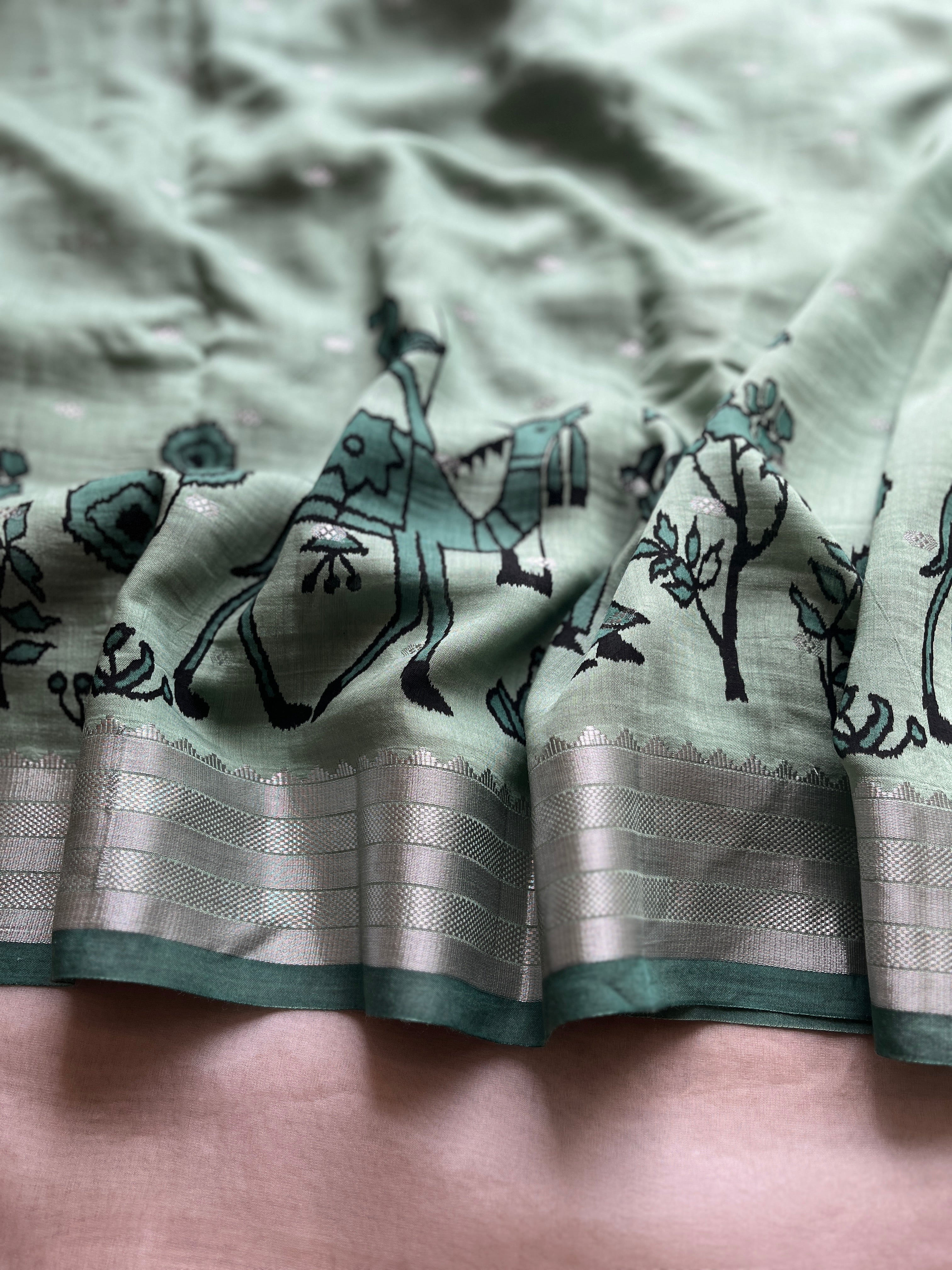 Sage Green Dola Silk Saree